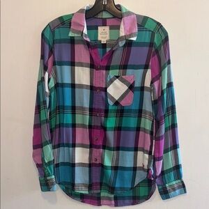 American Eagle Outfitters Multicolor Plaid Button Down Shirt
